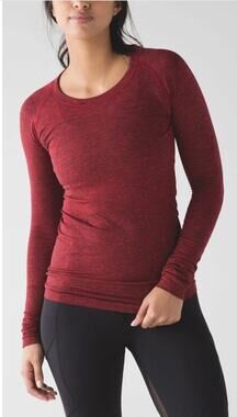 Lululemon Swiftly Tech Long Sleeve Crew Neck True Red / Black Size 4